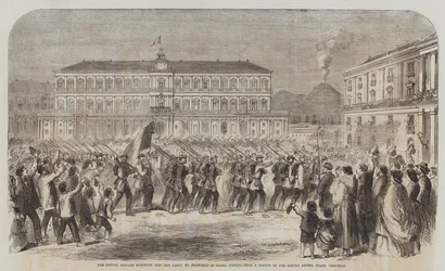 The British Brigade marching into the Largo St Francesco di Paola, Naples